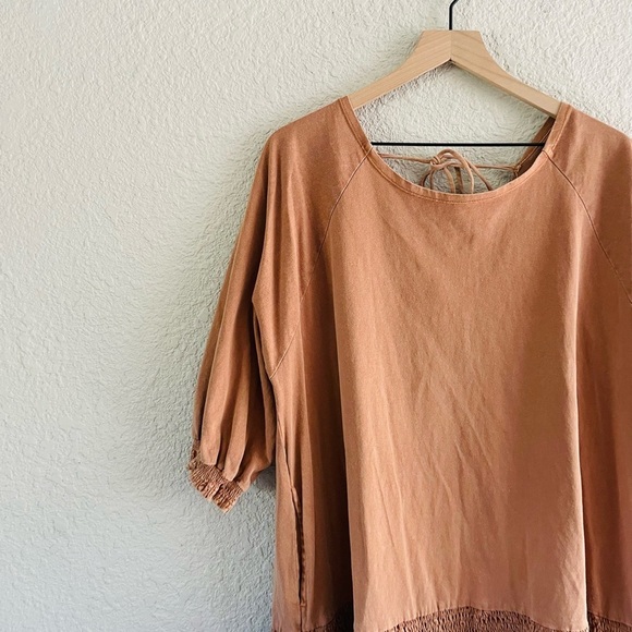 Free People Beach Tan / camel Brown Drop Waist Tunic Mini Dress Swim Cover - Picture 4 of 13